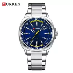 CURREN-Relógio de quartzo masculino com mostrador grande, impermeável, pulseira de aço inoxidável, elegante, casual, negócios, 8455 - Wolf Magazine