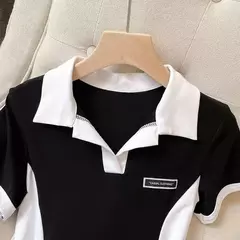 Stand colarinho emagrecimento elegante vestido, bloco de cor Design, barriga cobrir, versátil estudante Design, novo, verão - Wolf Magazine