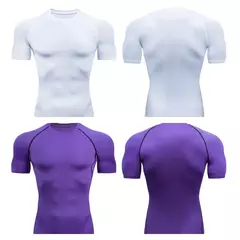 Camiseta de compressão de manga curta seca rápida masculina, camisetas esportivas, treinamento físico, camiseta de corrida, rashgard, academia