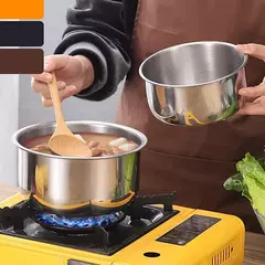Panela De Sopa De Aço Inoxidável Com Tampa, Panelas, Panela De Cozimento, Ferramentas De Cozinha, Acessórios De Piquenique, Utensílios De Cozinha, Viagem, 3Pcs, Conjunto - comprar online