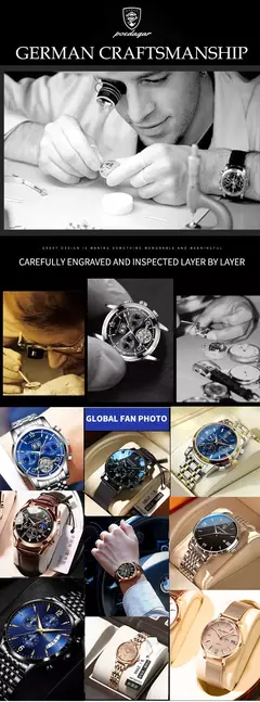 Imagem do POEDAGAR-Relógio Quartz de Luxo Masculino, Impermeável, Luminoso, Aço Inoxidável, Cronógrafo, Relógio, Esportes, Homem