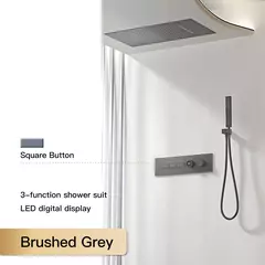 Sistema de chuveiro de bronze preto de luxo wall-mounted led display digital design frio & quente duplo-controle de 4 funções torneira de chuveiro de teto