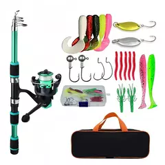 Conjunto de vara de pesca kits completos com vara de pesca telescópica e molinete iscas ganchos conjunto de pólo de viagem na internet