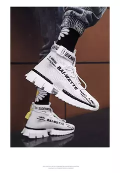 Imagem do 2022 homens tênis meias sapatos luz grande tamanho sapatos casuais legal 47 moda branco esportes ao ar livre design personalidade confortável