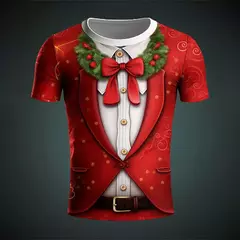 Imagem do Feliz Natal dos homens camiseta estampada, mangas curtas, top Harajuku unissex, camiseta gráfica de Papai Noel, moda 3D