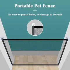 Cercas de barreira para cães de estimação com 4 peças de gancho, portão de escadas isolado para animais de estimação, cercadinho dobrável de malha respirável para cerca de segurança de cães de bebê