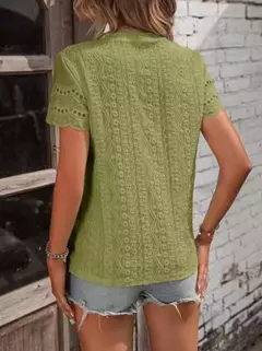 Camiseta feminina de algodão topos 2024 verão rua oco para fora simples cor sólida v camisa casual y2k t camisa branca blusa mujer moda - Wolf Magazine
