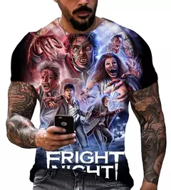 Imagem do Camiseta casual masculina, filme de terror, atmosfera, grande, suspense, venda quente, novo, 2024