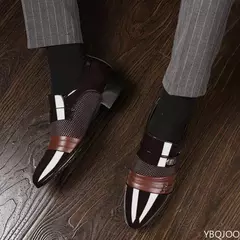 Sapatos de encochonamento de couro masculino, moda Oxfords, ternos clássicos de negócios, sapatos novos, 2020 - loja online