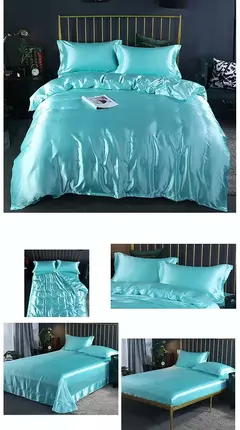 Imagem do Conjunto De Cama De Luxo Com Capa De Edredão, 100% Seda, Duplo King e Queen Size, Conjuntos De Roupa De Cama, Kit De Capa De Cama, 4PCs