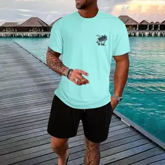 Conjunto de camiseta e shorts casuais masculinos, tops de praia estampados em 3D, moda streetwear, roupas esportivas, estilo havaiano, novo, 2 peças - Wolf Magazine