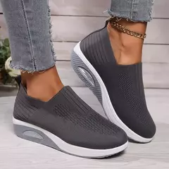 Mulas de plataforma ortopédicas antiderrapantes para mulheres, sapatos de caminhada, sapatos de caminhada, cunha respirável, sapatilhas femininas, sapatilhas femininas