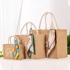 Sacolas de juta com lenço para dama de honra, bolsa de praia retro, despedida de solteira personalizada, presentes para namorada - comprar online