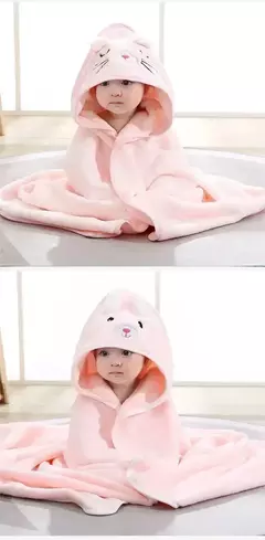 Imagem do Animal dos desenhos animados do bebê recém-nascido com capuz Toalha de banho Coral Fleece, roupão absorvente, envoltório cobertor, menina, menino, 0-12 meses