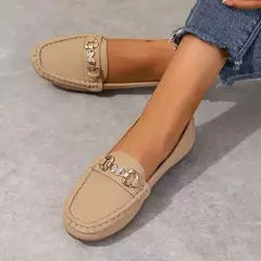 Mocassins casuais e confortáveis para mulheres, deslizamento em apartamentos, dedo do pé redondo, sola sólida, sapatos femininos, novo, outono, 2022, 2024 na internet