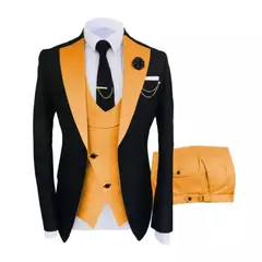 Ternos masculinos 3 peças sob medida melhor homem noivo casamento smoking fino ajuste jacquard duas cores blazer jaqueta colete calças smoking roupas