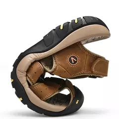 Sapatos masculinos casuais de couro genuíno, sandálias masculinas ao ar livre, sapatos romanos de praia, plus size 38-48, verão - Wolf Magazine