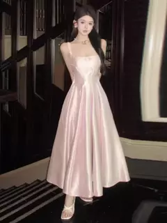 Topanoma-vestido de noite gola quadrada para as mulheres, sem mangas, elegante, doce, para o banquete, casamento, damas de honra na internet