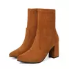 Botas curtas de salto grosso para mulheres, botas emagrecedoras, dedo apontado, moda feminina, estilo clássico, outono, inverno, D64