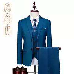 Terno casual de negócios masculino para casamentos, blazer genuíno, colete e calças, grande e alto, colete slim fit, calças de vestido, tamanho EUA - loja online