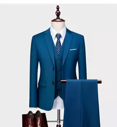 Terno casual de negócios masculino para casamentos, blazer genuíno, colete e calças, grande e alto, colete slim fit, calças de vestido, tamanho EUA - loja online