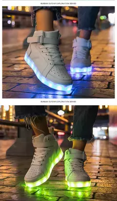 Tênis luminosos infantis, tênis de LED com sola luminosa, sapatos iluminados para crianças, meninos e meninas, tamanho 25-40 - loja online