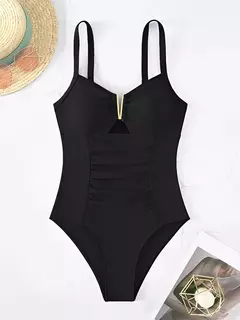 Maiô frente Ruched feminino, One Piece Swimwear, Fato de banho sexy, Roupa de praia feminina, Banho de natação, Monokini, Cortar fora, 2021
