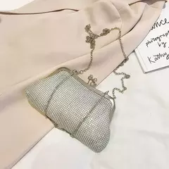 Diamante de ouro sacos de noite para mulheres, bolsa de luxo, corrente elegante, ombro crossbody bag, embreagem festa casamento, moda, 2024 - comprar online