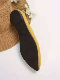 Sapatos baixos de dedo apontado para mulheres, Cor sólida, Sapatos de malha, Mocassins casuais, Sapatilhas respiráveis na internet