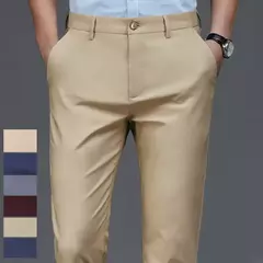 Imagem do Calça stretch preta monocromática masculina, calça casual inteligente, secagem rápida, coreana, reta, escritório, primavera, outono, nova