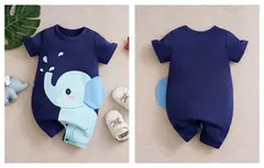 Macacão de manga curta de elefante 3D recém-nascido, confortável e macio, roupas de bebê, meninos e meninas, desenhos animados bonitos, 0-18, verão - Wolf Magazine