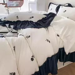 Imagem do Rose Conjunto De Cama Bordado, Capa De Edredão sem Núcleo, 1 * Capa De Edredão + 2 Fronha, Estilo Princesa, 3PCs
