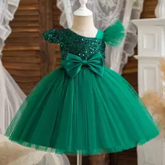 Imagem do Vestidos de lantejoulas princesa feminina, vestido de batismo, festa de casamento infantil, Natal, vestido novo de luxo, 2022