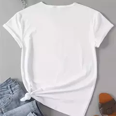 Camiseta feminina branca de manga curta com gola redonda, camisa de algodão confortável, camiseta casual, estampa cereja, adequada para o verão, nova, 2024