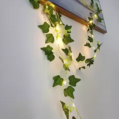 Green Leaf Ivy Vine com luzes LED String, Guirlanda para casa, Decoração do quarto, Wedding Glowing, Planta artificial, 2m - Wolf Magazine
