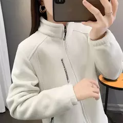 Casaco de gola polar reversível feminino, moletom casual, casaco com zíper solto, moletom de manga longa, moletom de inverno - comprar online