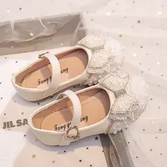 Salto liso da menina com arco pérola e strass, sapatos princesa para crianças, moda, outono - comprar online