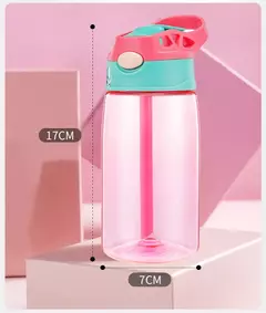 Bebê criativo dos desenhos animados alimentando copos com canudos, garrafas de água infantis, copos portáteis ao ar livre, à prova de vazamento, 480ml