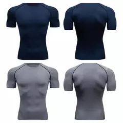 Camiseta de compressão de manga curta seca rápida masculina, camisetas esportivas, treinamento físico, camiseta de corrida, rashgard, academia - Wolf Magazine