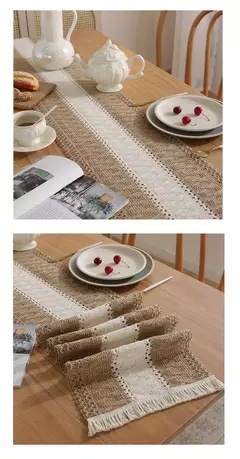 Algodão e linho Splicing Table Flag para casa, toalha de mesa tecida Tassel, Material Natural, Decoração Pastoral, 2 cores na internet