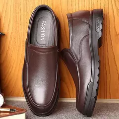 Sapatos de couro vintage masculino, Deslizamento em sapatos casuais de negócios, couro macio clássico, Flats respiráveis - Wolf Magazine