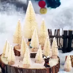 Imagem do Mini árvore de natal de madeira artificial, azul, verde, branco, torre de ouro, pinho, pequena sisal, árvore de natal, decoração de mesa
