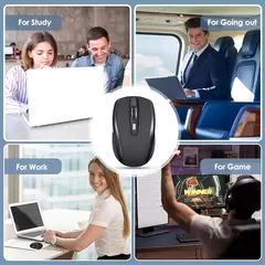 Mouse sem fio Mouse silencioso 2.4G portátil móvel Optical Office Mouse DPI níveis ajustáveis para Notebook PC Laptop MacBook - Wolf Magazine