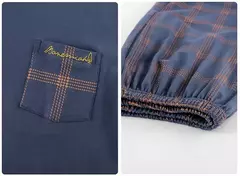 Pijama masculino com gola em o listrado, pijamas de algodão penteado, lounges plus size, outono e inverno, maduro na moda, novo, L a 6XL, 2020 - loja online