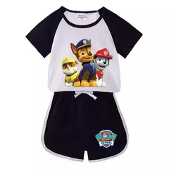 Boys Paw Patrol T-shirt manga curta Top e Shorts Set, bebê meninos roupas, roupas dos desenhos animados, terno verão, novo conjunto infantil, 2022, 2pcs - Wolf Magazine