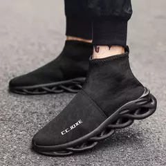 Meia alta respirável masculina para treinamento, calçados esportivos verdes, tênis casual, meias de conforto, tamanho grande 47, venda quente na internet