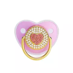 Coração Rhinestone Chupeta dos bebês com tampa, infantil Chupeta, mordedor, Silicone manequim bico, chuveiro recém-nascido, luxo, Bling - loja online