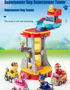 Patrulha pata superpotência torre de observação pata patrulha brinquedos conjunto anime figura escombros ryder skye dos desenhos animados modle carro crianças montagem brinquedos na internet