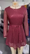 Vestido frisado espumante feminino, Temperamento, Elegante, Sexy, Lantejoulas, Tarde, Festa, Coquetel, Feriado, Moda, Novo, 2024