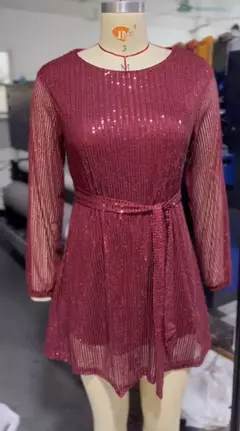Vestido frisado espumante feminino, Temperamento, Elegante, Sexy, Lantejoulas, Tarde, Festa, Coquetel, Feriado, Moda, Novo, 2024